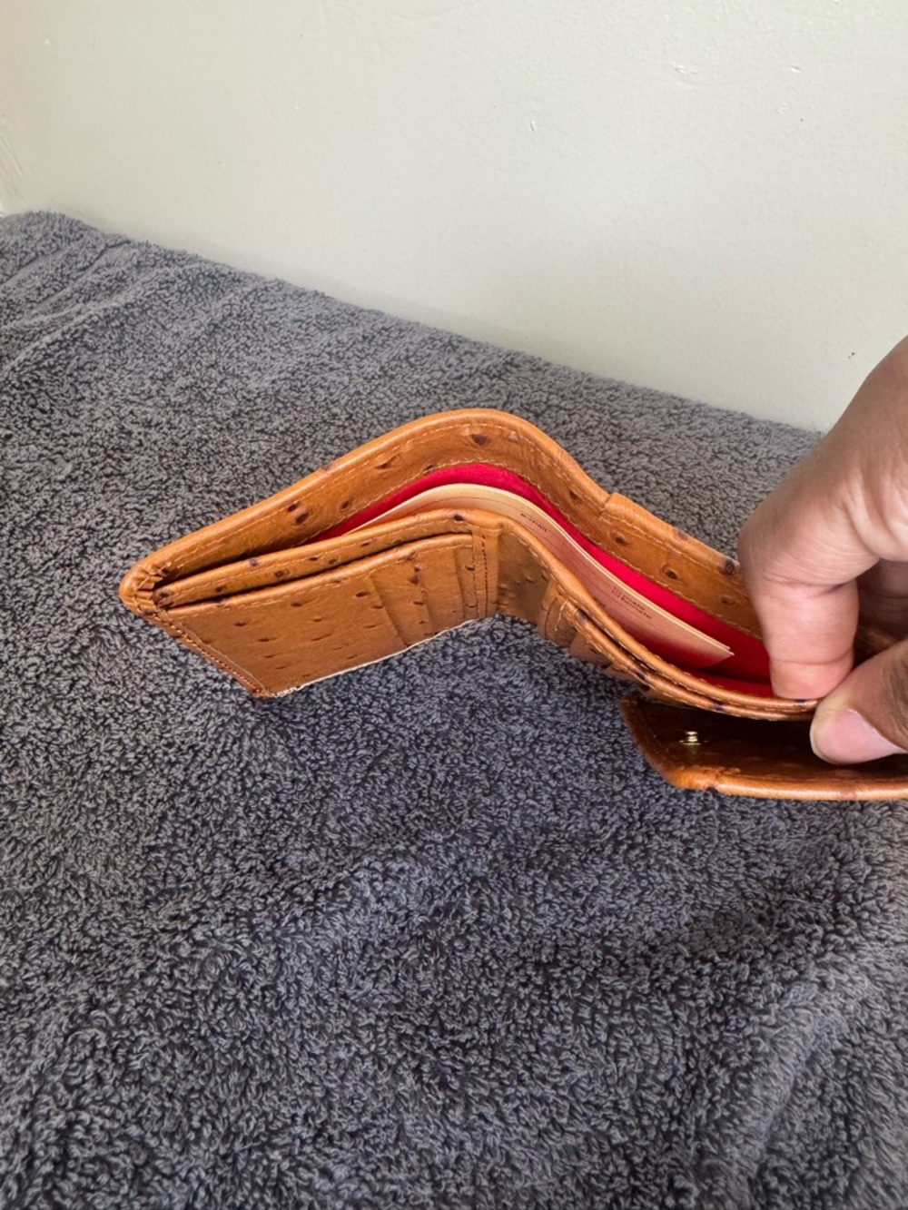Dooney & Bourke Ostrich Small Flap Wallet (Caramel) - Picture 9 of 12